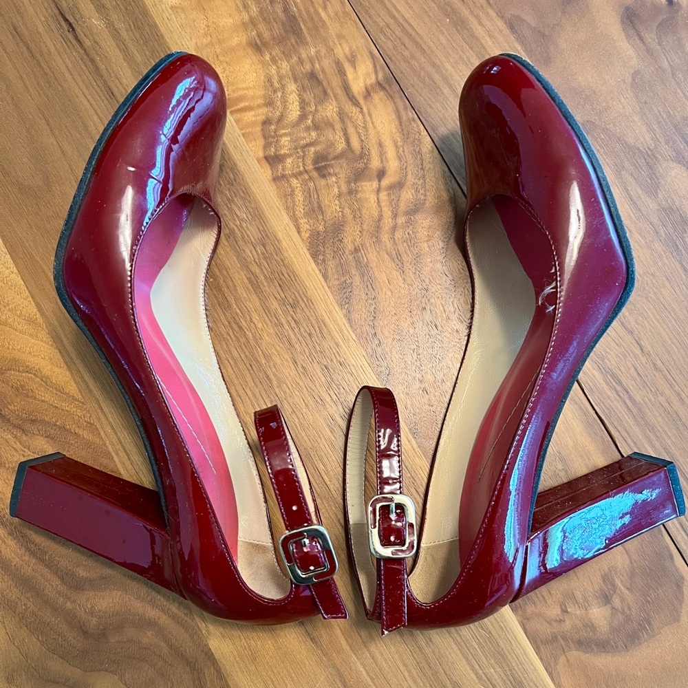 Vintage, patent leather, cherry red Kate Spade Mary Janes size 7 1/2 B.
